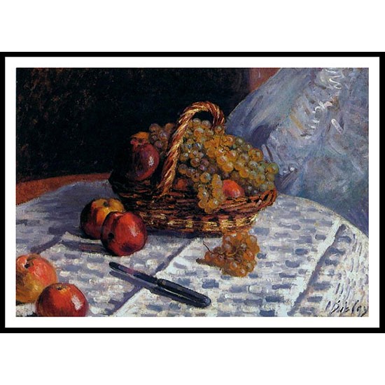 Still Life Apples and Grapes, A New Print Of an Alfred Sisley Painting