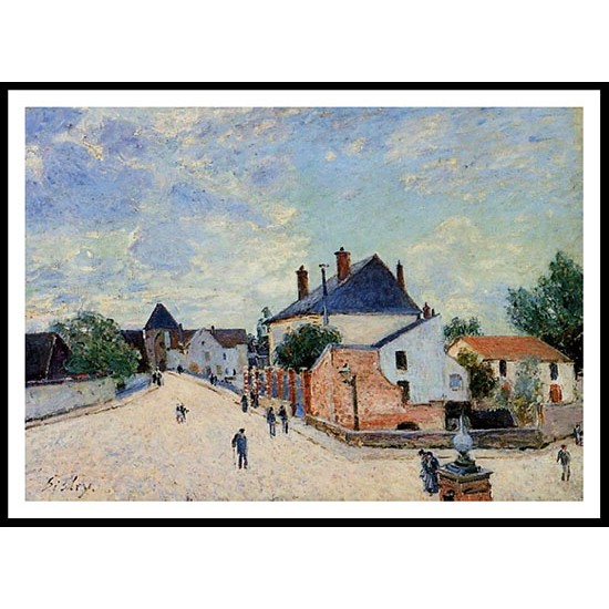 Street in Moret Porte de Bourgogne from across the Bridge, A New Print Of an Alfred Sisley Painting