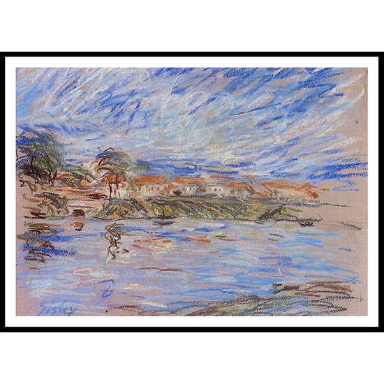 View of a Village by a River, A New Print Of an Alfred Sisley Painting