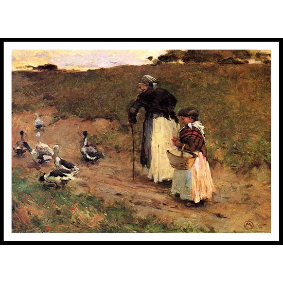 Old Woman With Child And Goose 1884 85, A New Print Of A Willard Leroy Metcalf