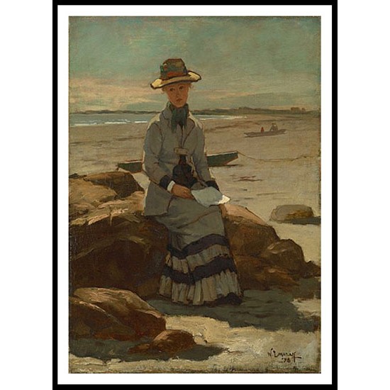 Young Lady On The Beach 1878, A New Print Of A Willard Leroy Metcalf