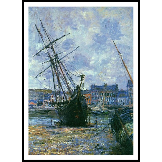 Boats Lying at Low Tide at Facamp 1881, A New Print Of a Painting By Adolphe Monet