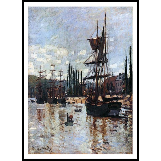 Boats at Rouen 1872, A New Print Of a Painting By Adolphe Monet