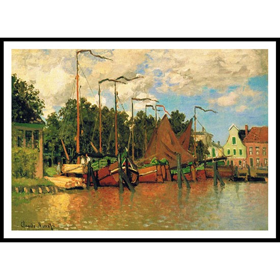 Boats at Zaandam 1871, A New Print Of a Painting By Adolphe Monet