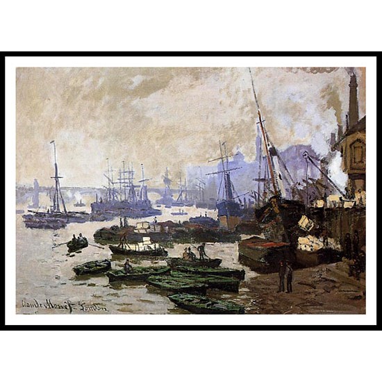 Boats in the Port of London 1871, A New Print Of a Painting By Adolphe Monet