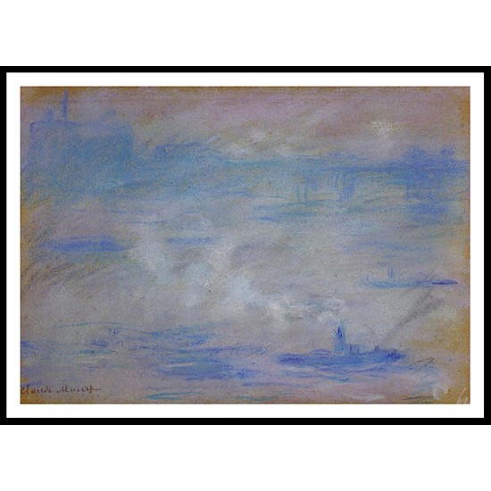 Boats on the Thames Fog Effect 1901, A New Print Of a Painting By Adolphe Monet