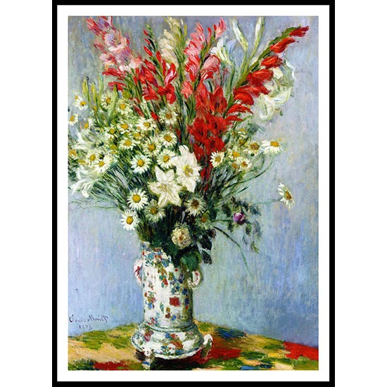 Bouquet of Gadiolas Lilies and Dasies 1878, A New Print Of a Painting By Adolphe Monet