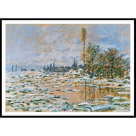 Breakup of Ice Lavacourt Grey Weather 1880, A New Print Of a Painting By Adolphe Monet