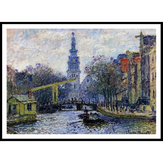 Canal in Amsterdam 1874, A New Print Of a Painting By Adolphe Monet