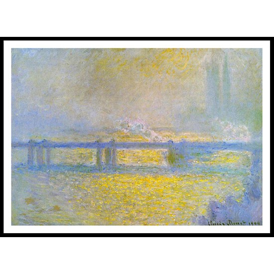 Charing Cross Bridge Overcast Weather 1900, A New Print Of a Painting By Adolphe Monet