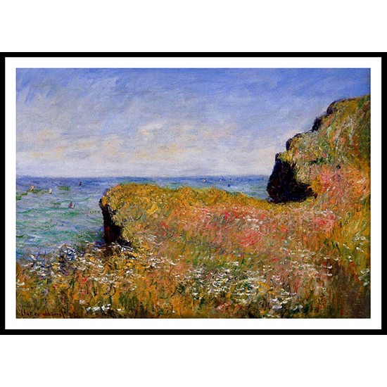 Edge of the Cliff Pourville 1882, A New Print Of a Painting By Adolphe Monet