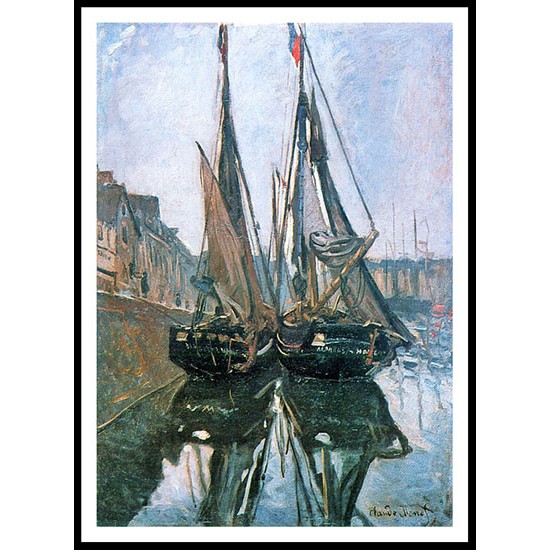 Fishing Boats at Honfleur 1868, A New Print Of a Painting By Adolphe Monet