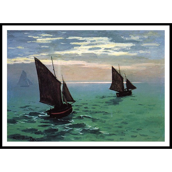 Fishing Boats at Sea 1868, A New Print Of a Painting By Adolphe Monet