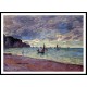 Fishing Boats by the Beach and the Cliffs of Pourville 1882, A New Print Of a Painting By Adolphe Monet