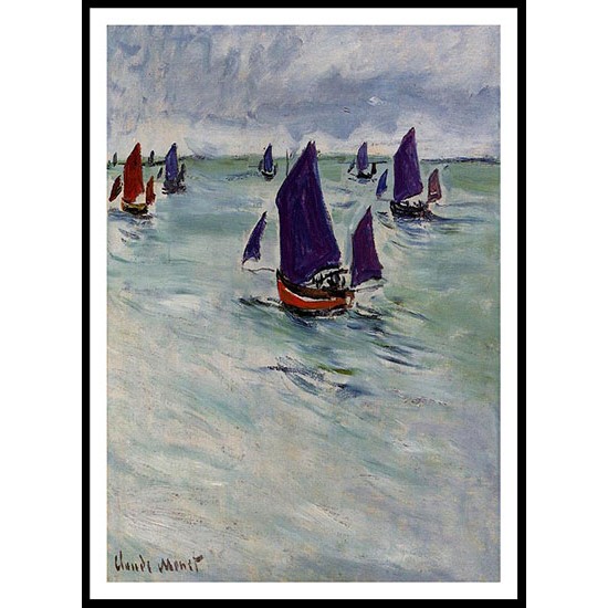 Fishing Boats off Pourville 1882, A New Print Of a Painting By Adolphe Monet