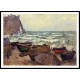 Fishing Boats on the Beach at Etretat 1884, A New Print Of a Painting By Adolphe Monet