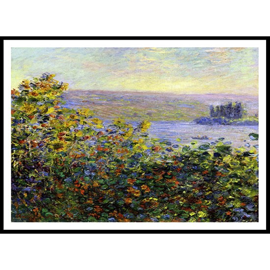 Flowers Beds at Vetheuil 1881, A New Print Of a Painting By Adolphe Monet