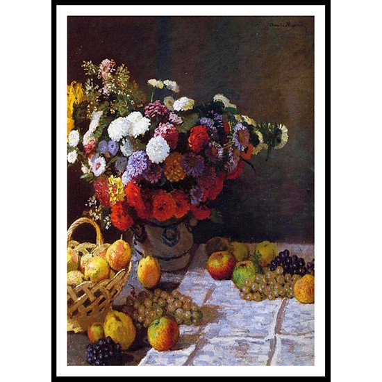 Flowers and Fruit 1869, A New Print Of a Painting By Adolphe Monet