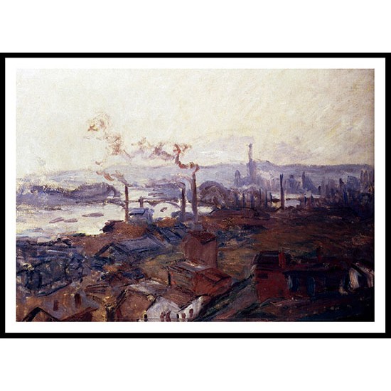 General View Of Rouen From St.Catherines Bank, A New Print Of a Painting By Adolphe Monet