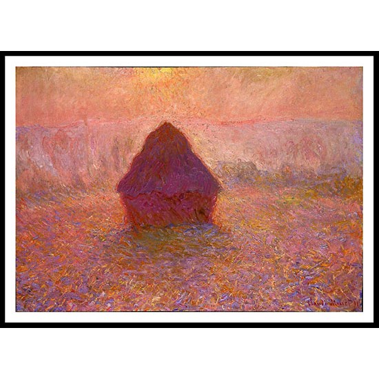 Grainstack Sun in the Mist 1891, A New Print Of a Painting By Adolphe Monet