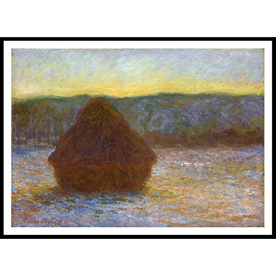 Grainstack Thaw Sunset 1891, A New Print Of a Painting By Adolphe Monet