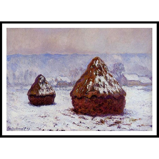 Grainstacks Snow Effect 1890 91, A New Print Of a Painting By Adolphe Monet