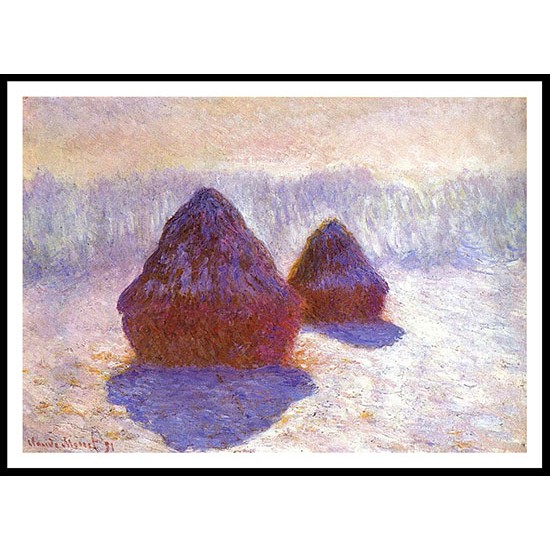 Grainstacks White Frost Effect 1891, A New Print Of a Painting By Adolphe Monet