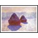 Grainstacks White Frost Effect 1891, A New Print Of a Painting By Adolphe Monet