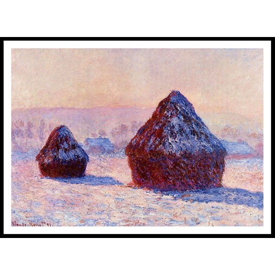 Grainstacks in the Morning Snow Effect 1891, A New Print Of a Painting By Adolphe Monet