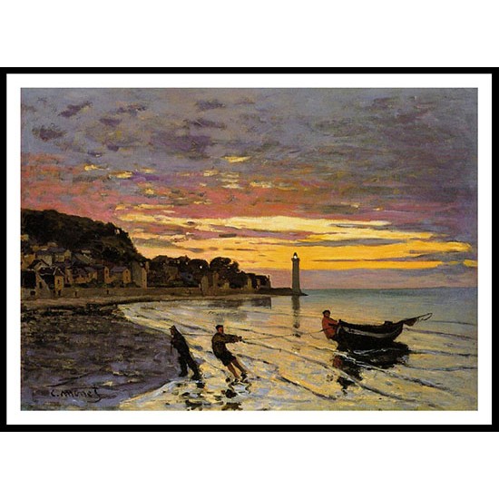 Hauling a Boat Ashore Honfleur 1864, A New Print Of a Painting By Adolphe Monet