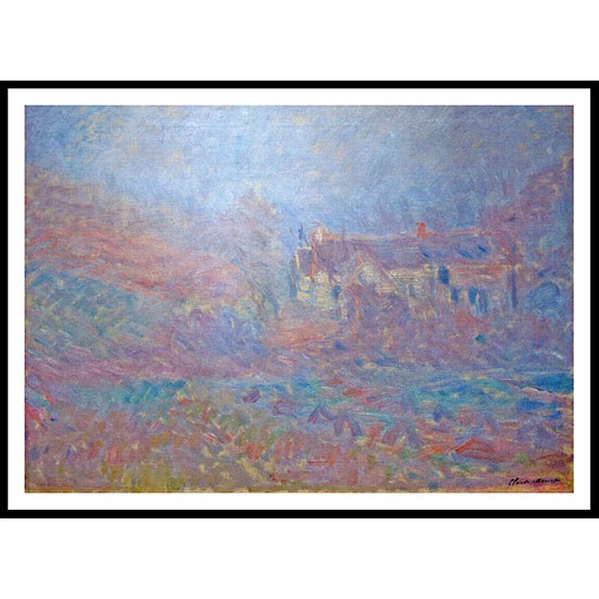 Houses at Falaise in the Fog 1885, A New Print Of a Painting By Adolphe Monet