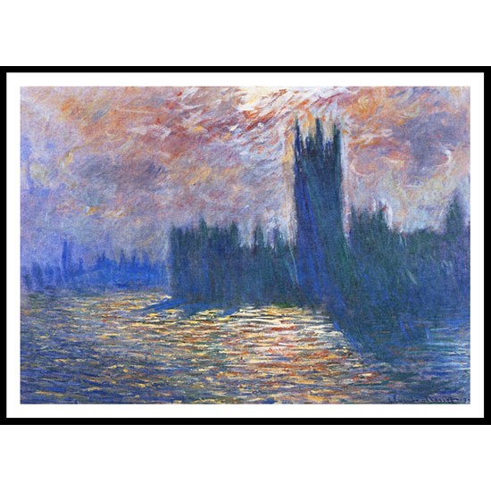 Houses of Parliament Reflection of the Thames 1900 01, A New Print Of a Painting By Adolphe Monet