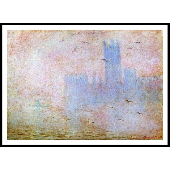 Houses of Parliament Seagulls 1904, A New Print Of a Painting By Adolphe Monet