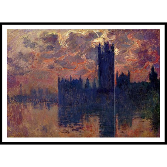 Houses of Parliament Sunset detail, A New Print Of a Painting By Adolphe Monet