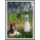 In The Woods At Giverny Blanche Hoschede Monet At Her Easel With Suzzanne Hoschede Reading 1887, A New Print Of a Painting By Adolphe Monet