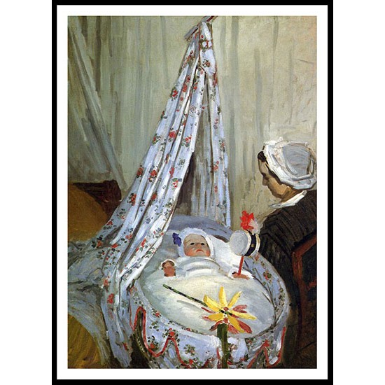 Jean Monet in the Craddle 1867, A New Print Of a Painting By Adolphe Monet