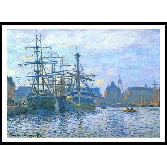 Le Havre Le bassin du commerce 1874, A New Print Of a Painting By Adolphe Monet