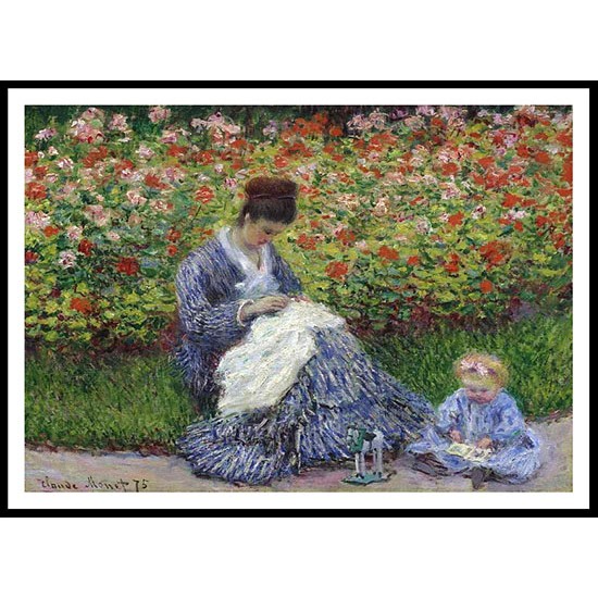 Madame Monet and Child 1875, A New Print Of a Painting By Adolphe Monet