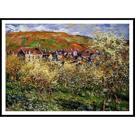 Plum Trees in Blossom at Vetheuil 1879, A New Print Of a Painting By Adolphe Monet