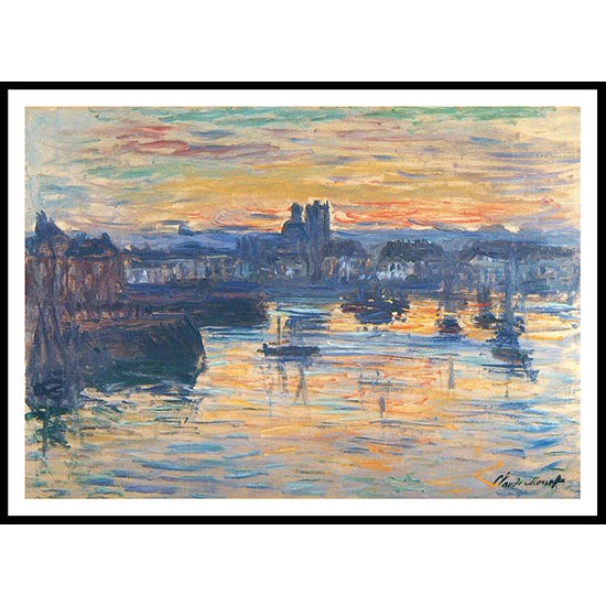 Port of Dieppe Evening 1882, A New Print Of a Painting By Adolphe Monet