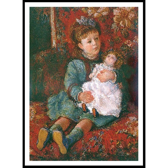 Portrait of Germaine Hoschede with a Doll 1876 77, A New Print Of a Painting By Adolphe Monet