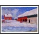 Red Houses at Bjornegaard in the Snow Norway 1895, A New Print Of a Painting By Adolphe Monet