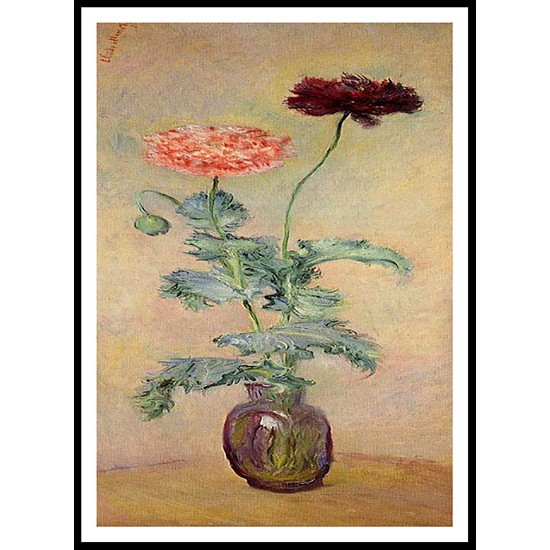 Red and Pink Poppies 1883, A New Print Of a Painting By Adolphe Monet