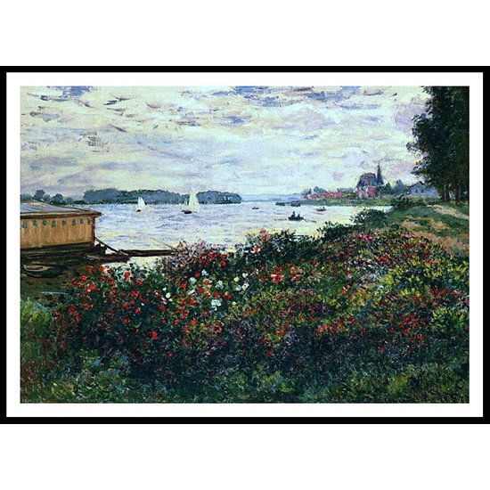 Riverbank at Argenteuil 1877, A New Print Of a Painting By Adolphe Monet