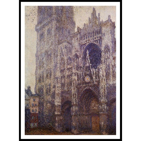 Rouen Cathedral The Portal and the Tour dAlbene Grey Weather 1894, A New Print Of a Painting By Adolphe Monet