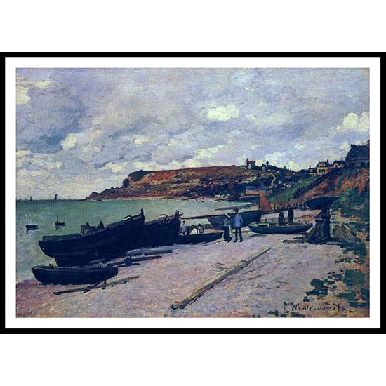 Sainte Adresse Fishing Boats on the Shore 1867, A New Print Of a Painting By Adolphe Monet