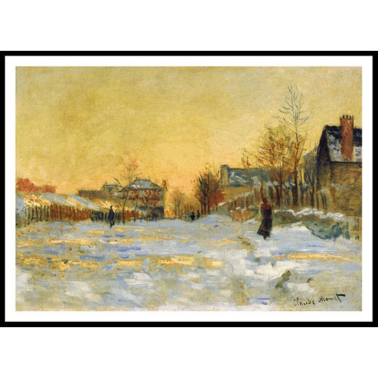 Snow Effect The Street in Argentuil 1875, A New Print Of a Painting By Adolphe Monet