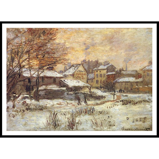 Snow Effect With Setting Sun 1875, A New Print Of a Painting By Adolphe Monet