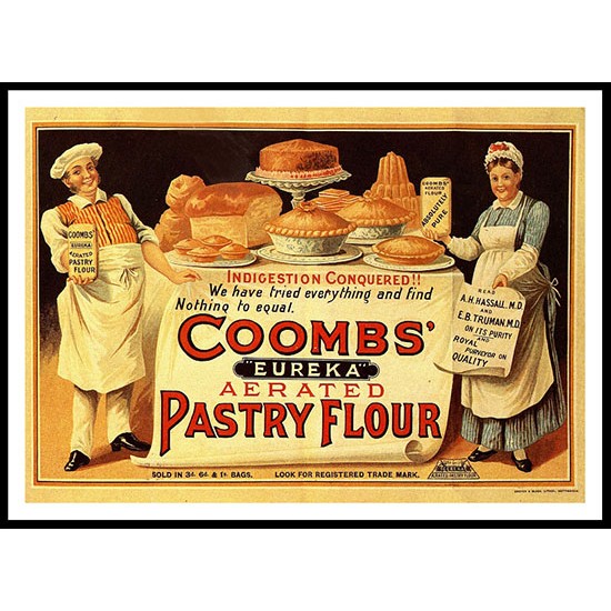 Coombs Eureka Aerated Pastry Flour 1888, A New Print Of a Vintage Advert