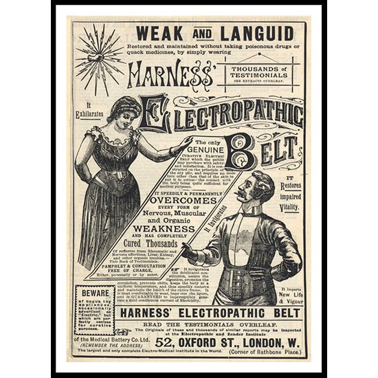 Electropathic Belt 03, A New Print Of a Vintage Advert